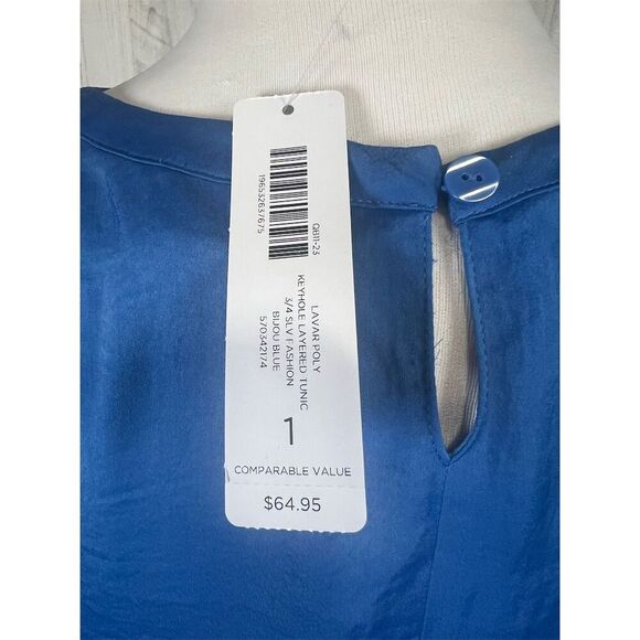 Chico’s Size 1 medium Blue Layered Tunic 3/4 Sleeve New with Tags - Picture 6 of 9